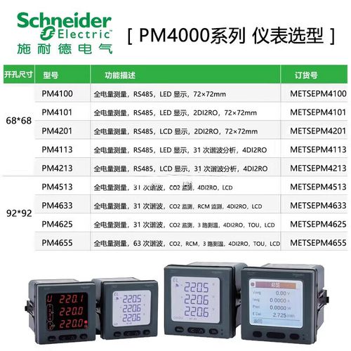 施耐德电力仪表pm4100 电能电流电压